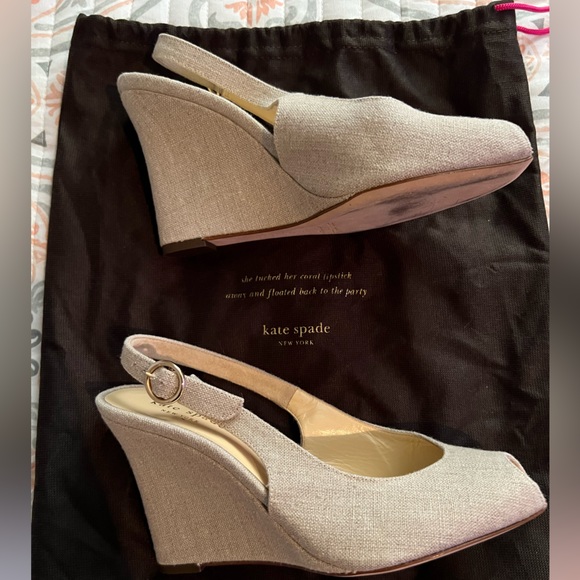 KATE SPADE LINEN WEDGE//SANDLE SIZE 6 1/2 - Picture 5 of 7